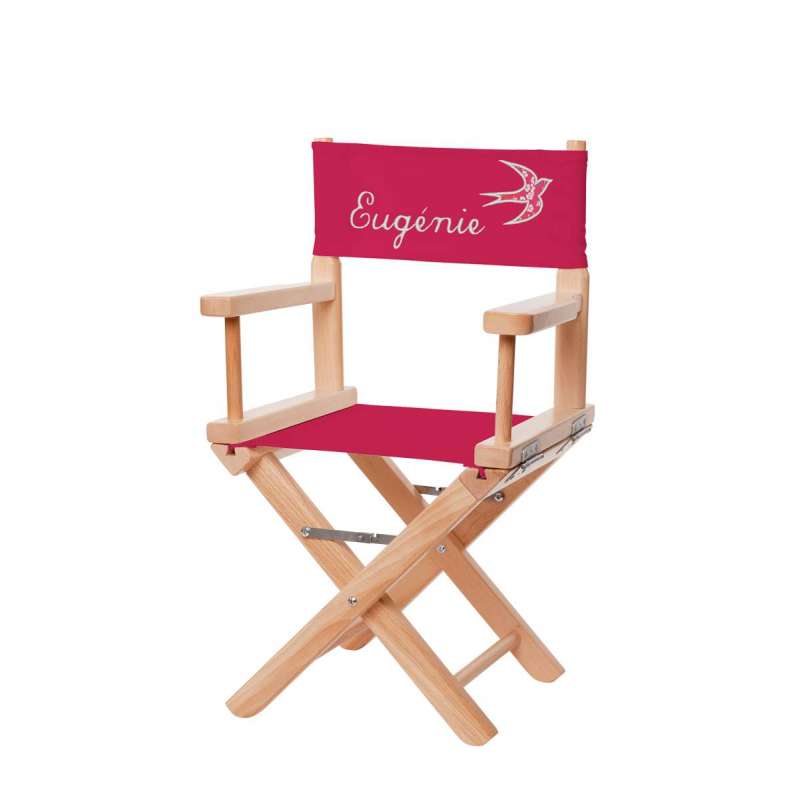 chaise metteur en scene toile rose fuchsia applique hirondelle